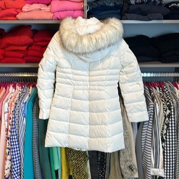 INC ivory faux fur hooded puffer coat size S - Picture 3 of 3